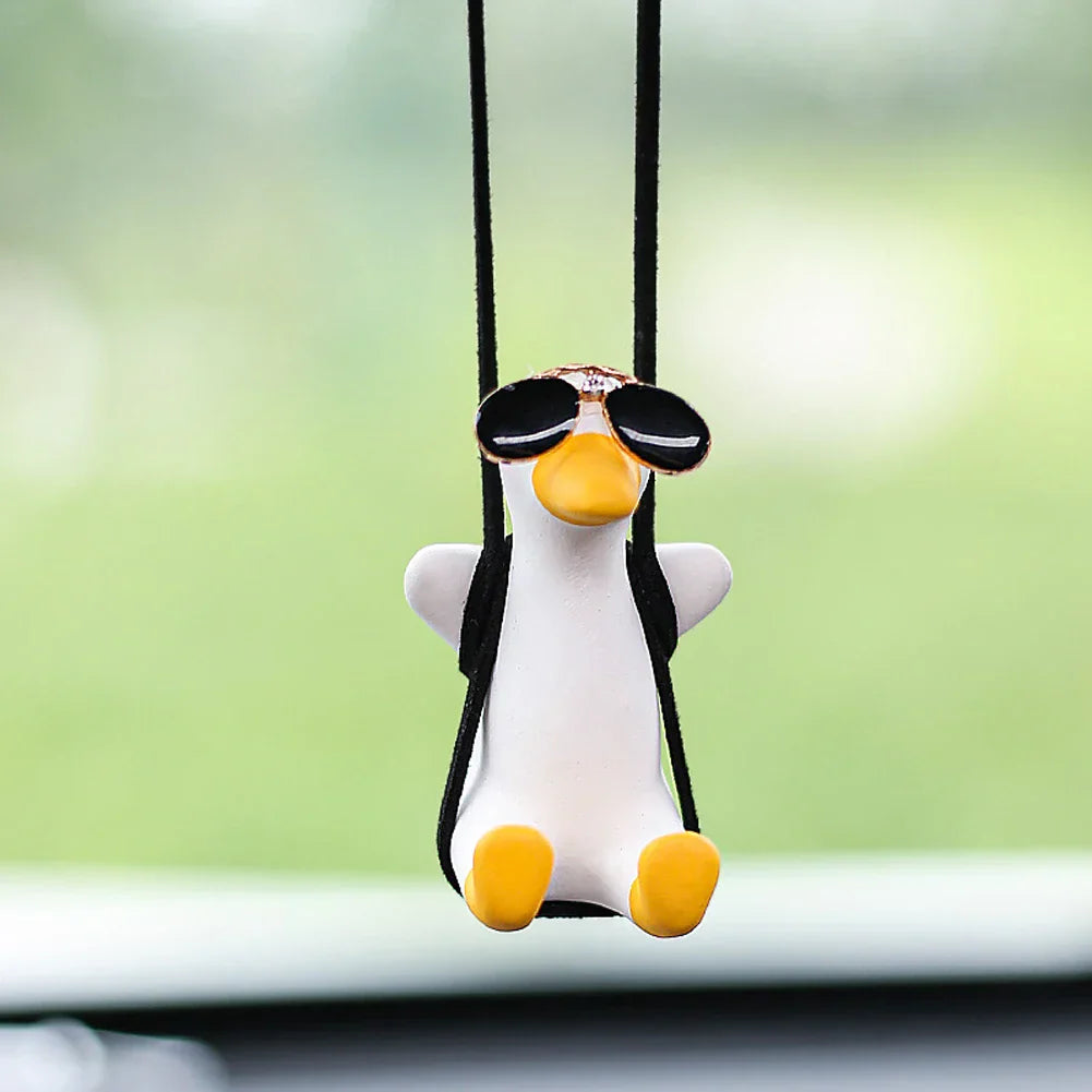 Gypsum Cool White Swing Duck with Sunglasses Automoblie
