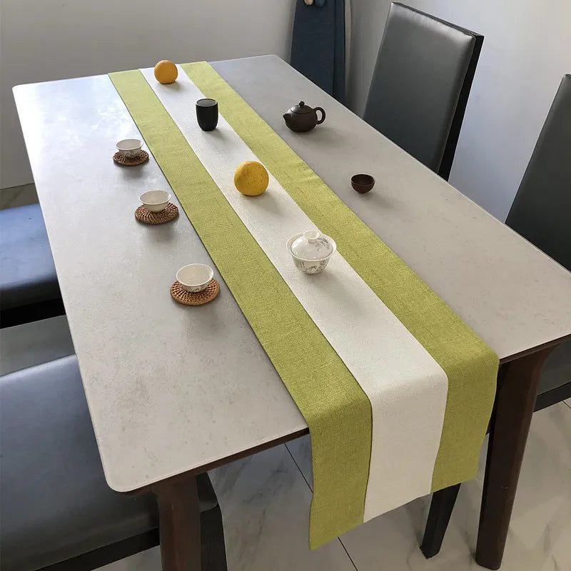 Chinese Style Cotton and Linen Table Flag Tea
