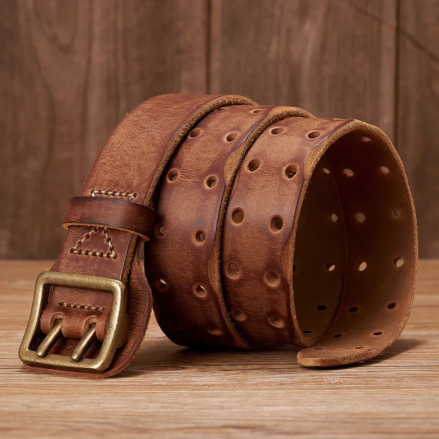 Thick Original Leather Belt Vintage Men Wide Belt
