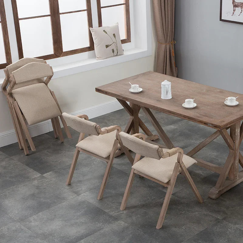 Wood Folding Dining Chair Vanity Salon Outdoor Camping