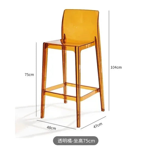 Nordic Acrylic Transparent Bar Chairs Modern Backrest Household