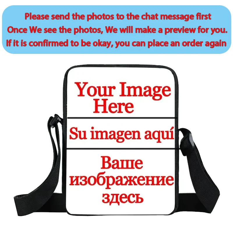 Custom Your Image Name Logo Messenger Bag Women