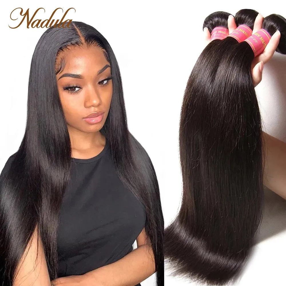 Nadula Straight Bundles Human Hair Weave 3 Bundles
