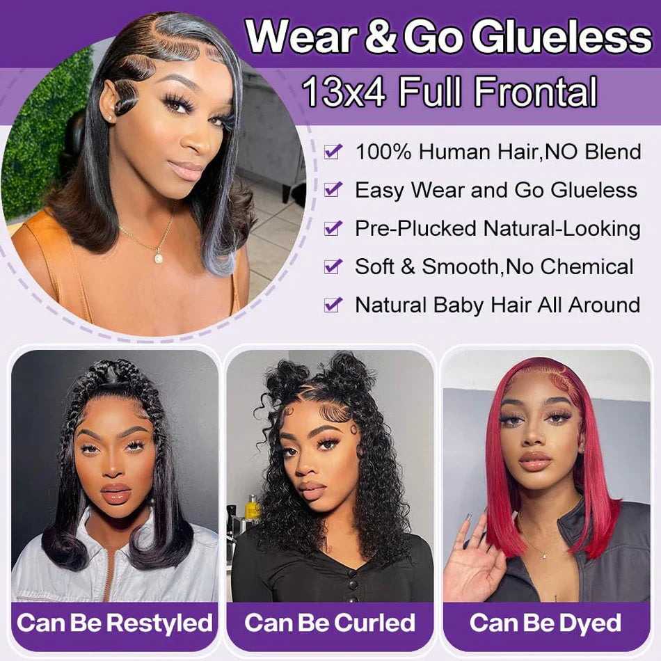 Glueless Wig Human Hair Ready to Wear Short