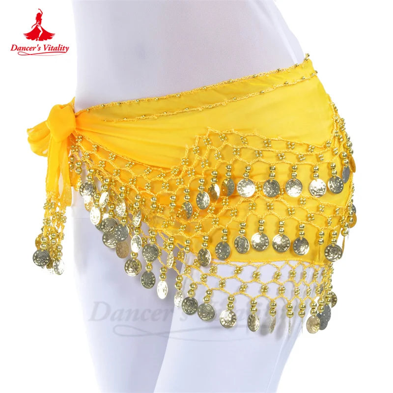Belly Dance Belt for Women Chiffon Gold Coines