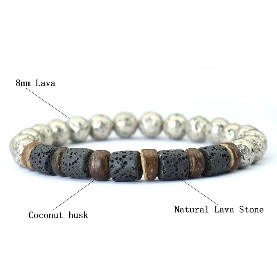 2024 New Natural Volcanic Rock Bracelet For Men