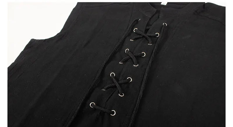 Men's Medieval Pirate Shirts Lace Up Sleeveless Renaissance