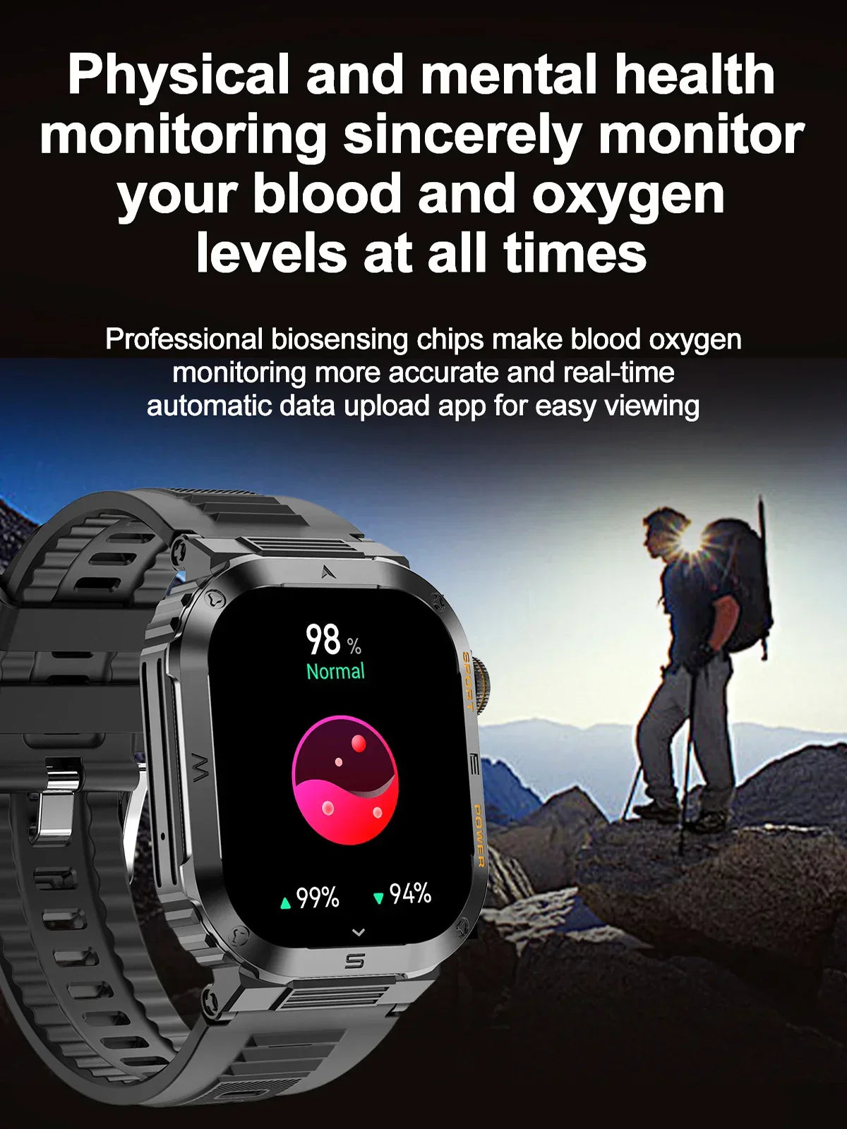 Outdoor Military Smart Watch Men Bluetooth Call 400mAh