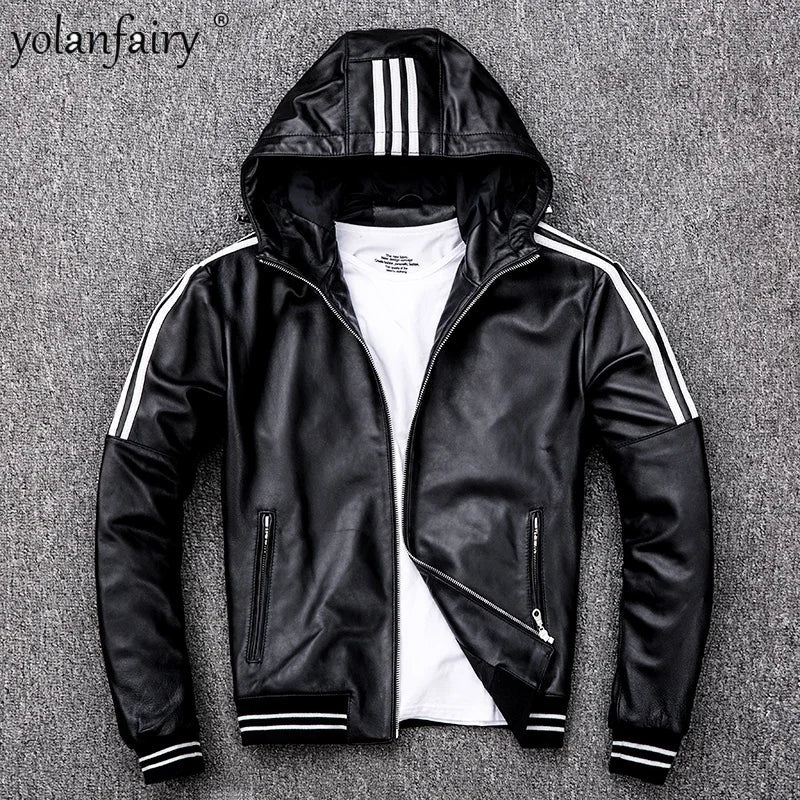 2023 New Men's Classic Leather Jacket 100% Natural