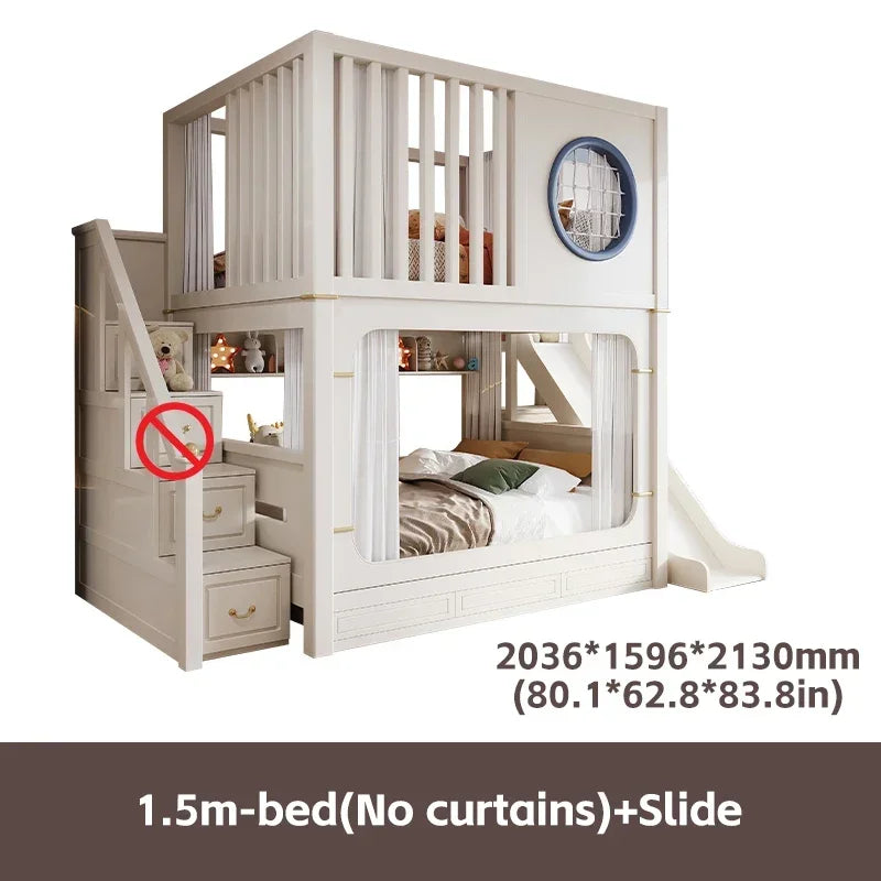Modern High And Low Kids Bed With Ladder