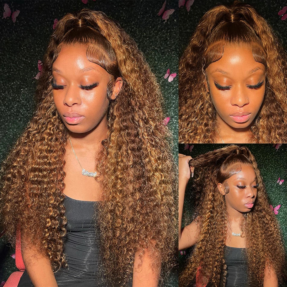 Water Wave 34inch Highlight Ombre Human Hair Wigs
