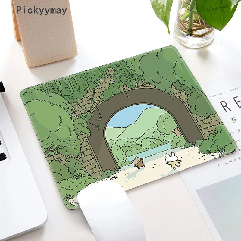 Small Mouse Pad Green Cute Flower Mousepad Kawaii