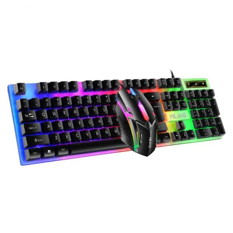 Rainbow Backlit Wired Keyboard and Mouse,Floating Keycap Strong,