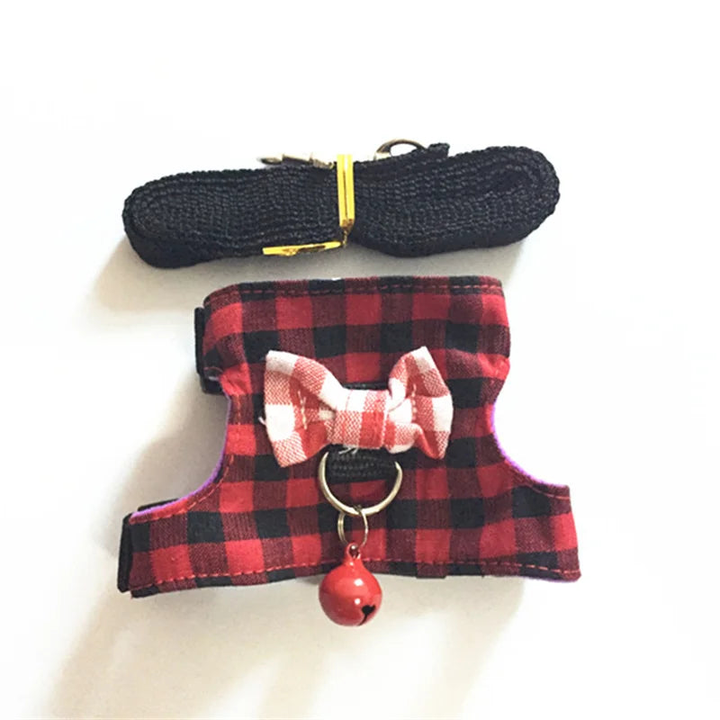 Adjustable Small Pet Stripe Harness Leash Vest Chest