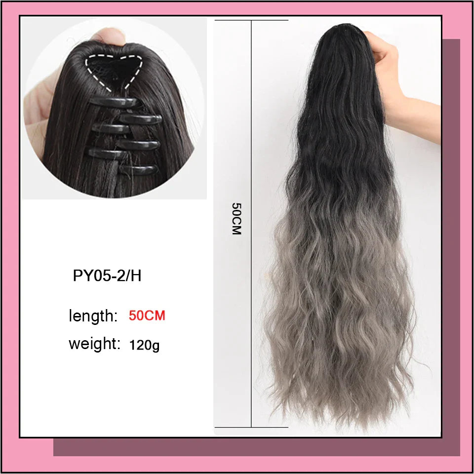 AS Long Wavy Straight Claw Clip On Ponytail