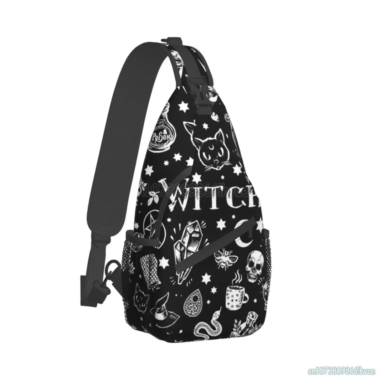 Gothic Skull Cat Moon Pattern Sling Bag Women