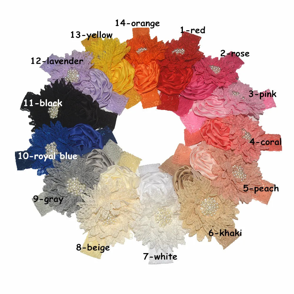 Baby girls Flower Headband Newborn Infant Pearl Flowers