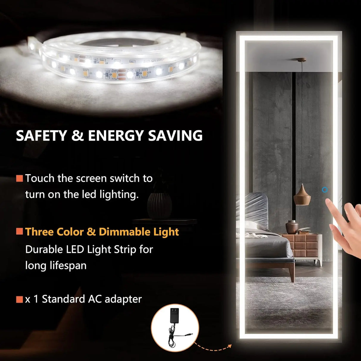 LED Mirror Jewelry Cabinet, Wall / Door Jewelry