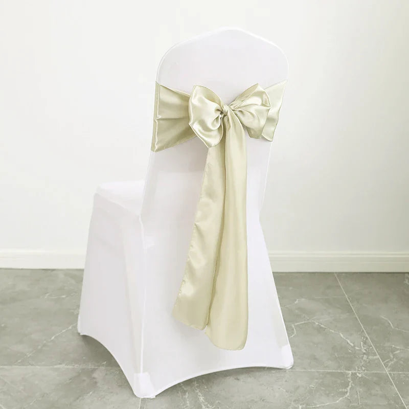 10PCS 17x275cm Sage Green Satin Chair Sashes Bows
