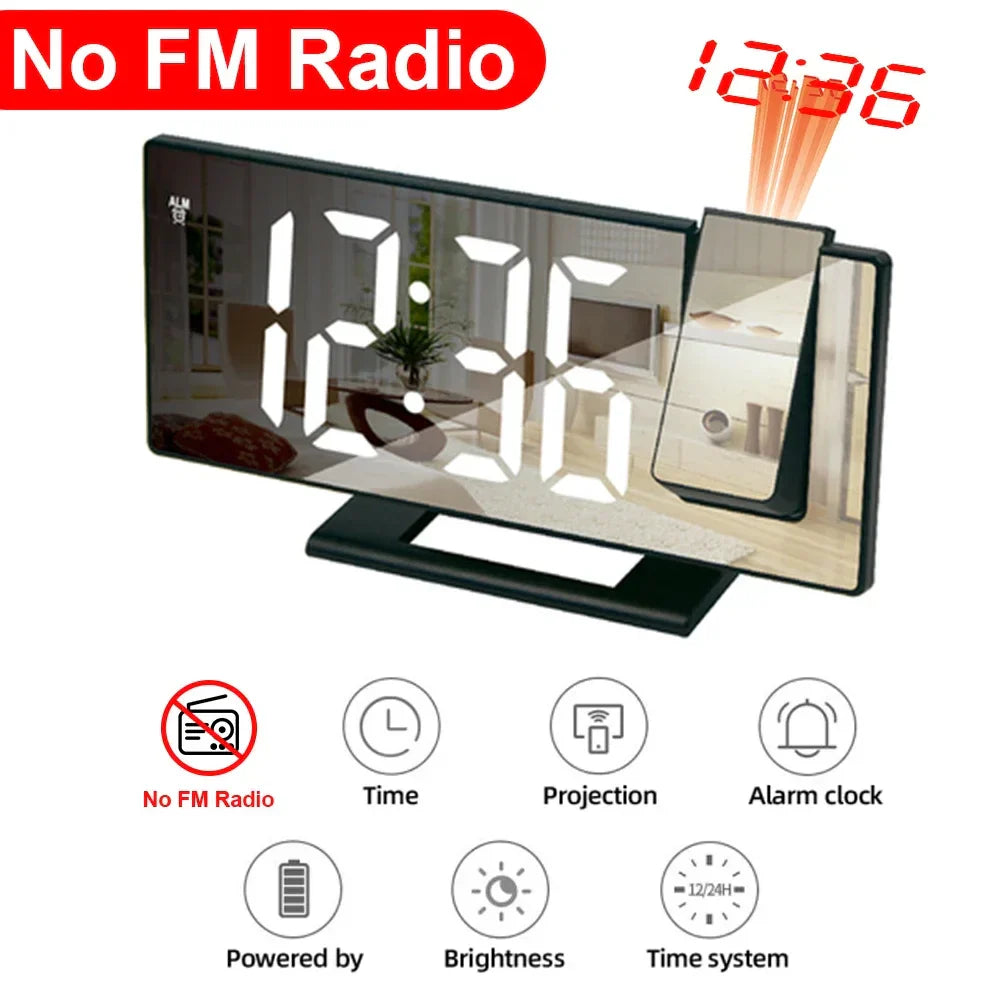 LED Digital Projection Alarm Clocks USB Electronic Ceiling