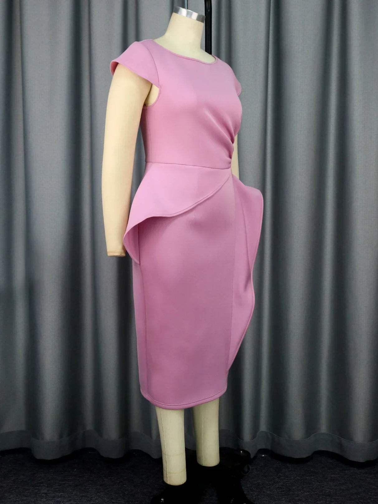 Women Elegant Party Dress Peplum Ruffle Bodycon Elastic