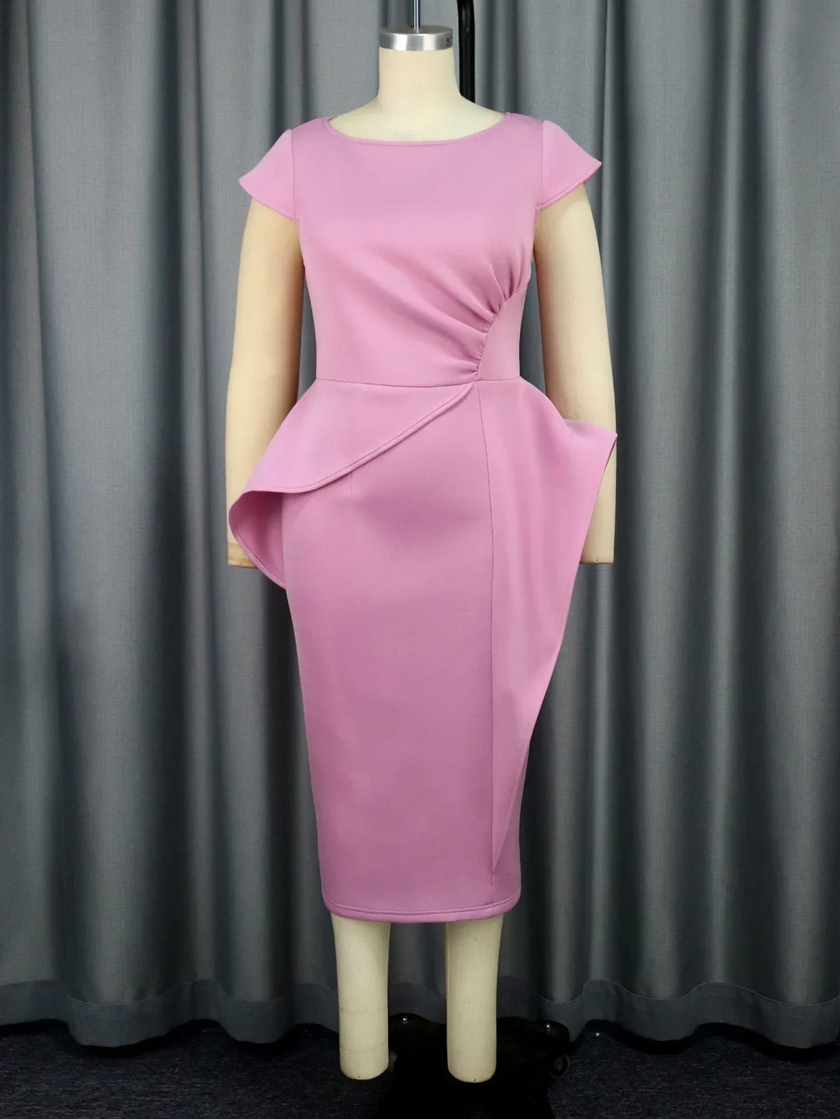 Women Elegant Party Dress Peplum Ruffle Bodycon Elastic