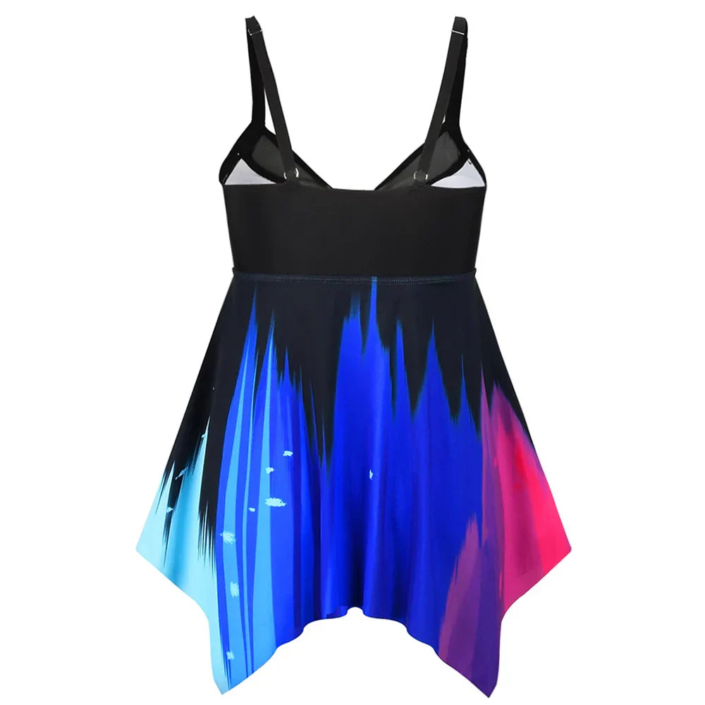 Summer New Plus Size Backless Swimdress Suit Print