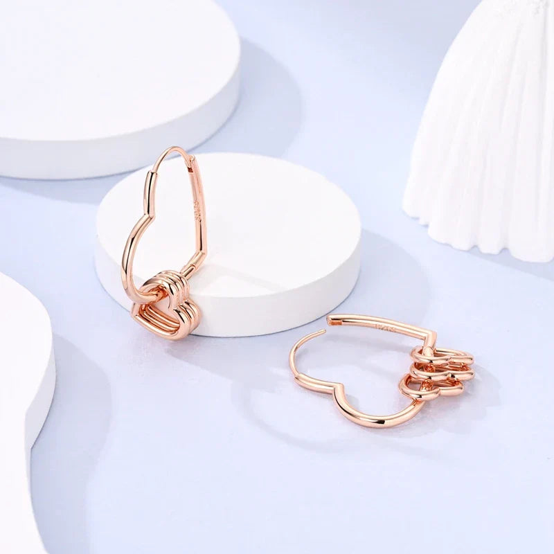 Rose Gold Hoop Earrings For Women 925 Silver