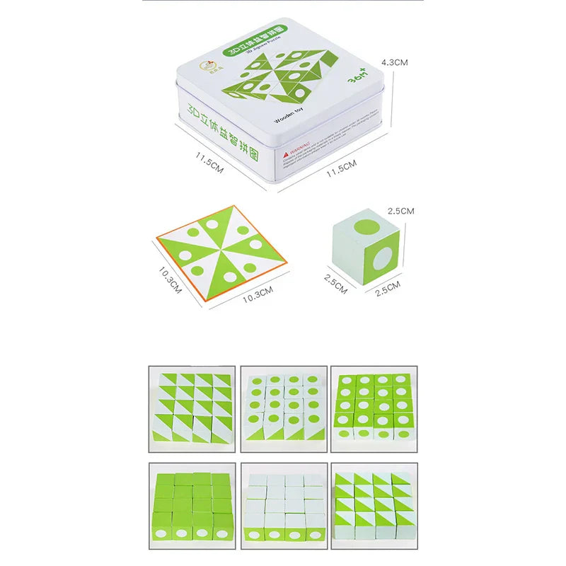 New 3D Montessori Geometry Puzzles Building Block Face