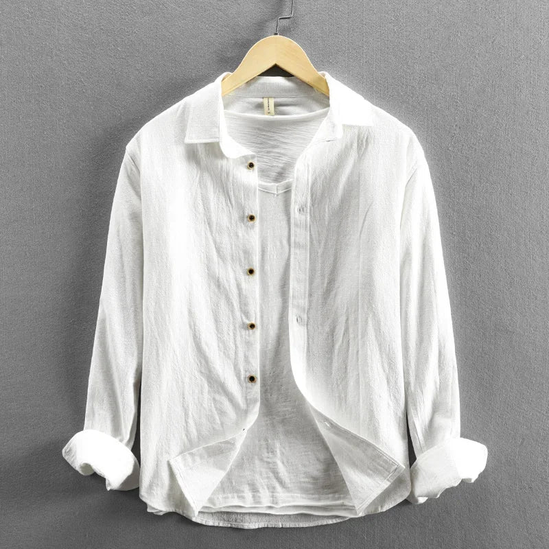 Men Clothing 2023 Fall Men's Cotton Linen Long-sleeved