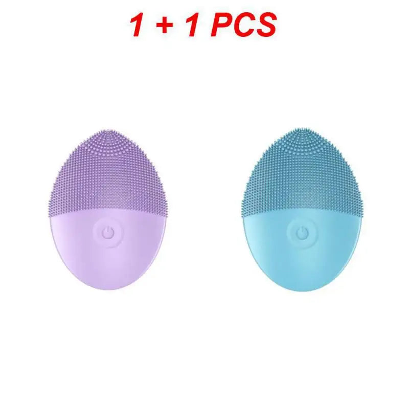 1/2PCS Electric Facial Cleansing Brush Silicone Ultrasonic Vibration