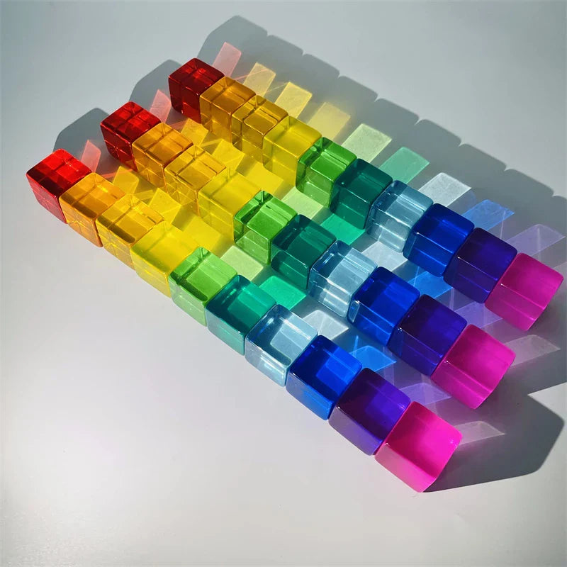 Acrylic Cubes Rainbow Gem Blocks Transparent Stacking Toys
