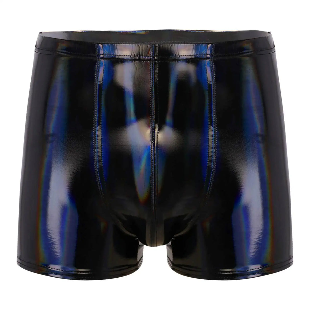Mens Patent Leather Shorts Dance Performance Clubwear Wet