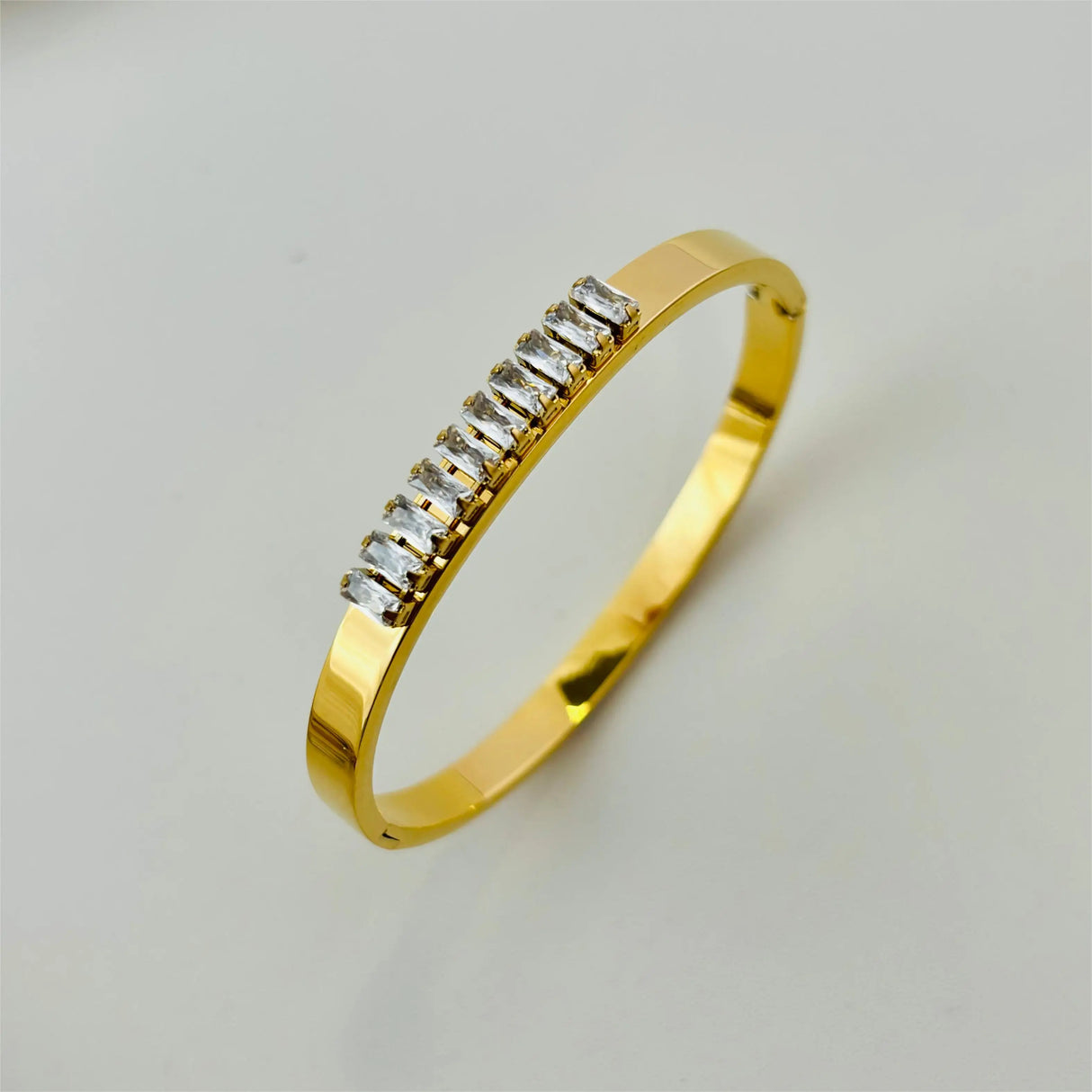 Waterproof Luxury Colorful Cubic Zirconia Bangles Stainless Steel