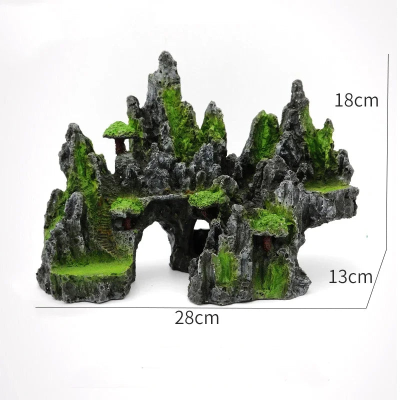 Large Resin Aquarium Fish Tank Mountain View Oranment