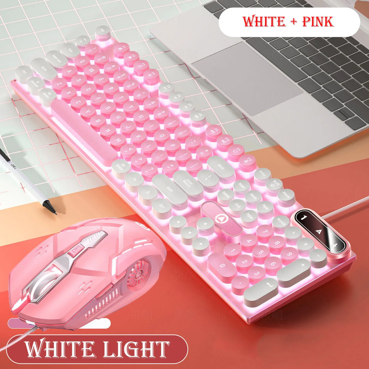 Pink Keyboard and Mouse Set 2 in 1