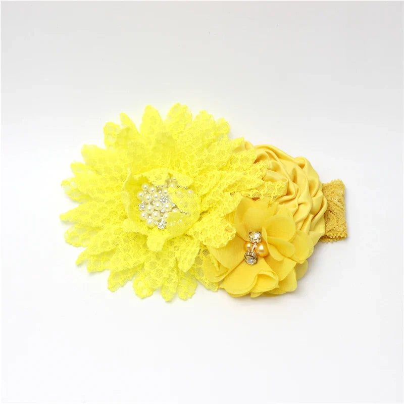 Baby girls Flower Headband Newborn Infant Pearl Flowers
