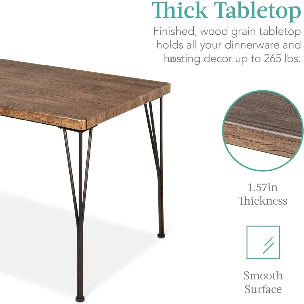 5-Piece Metal and Wood Indoor Modern Rectangular Dining