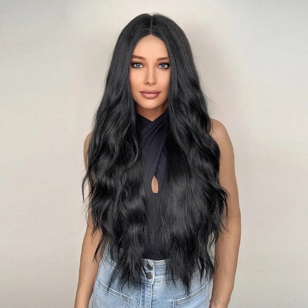 Black Wave Wigs for Women Long Natural Curly