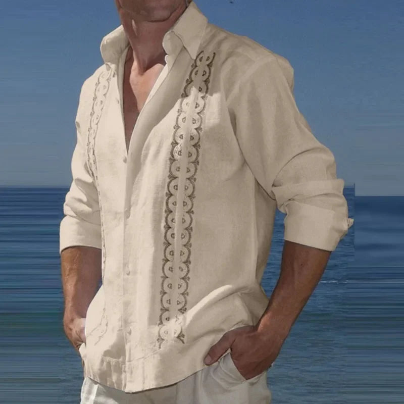 Men Clothing 2023 Fashion Button Turn-down Collar Blouse