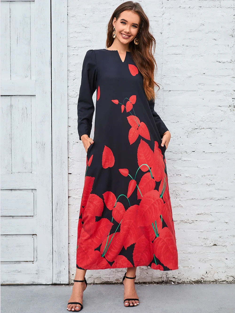 Plus Size Lady Autumn Winter Long Dress Women