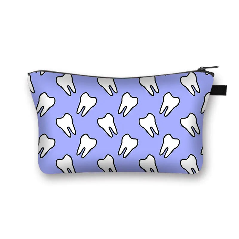 Cartoon Teeth and Tooth Fairy Print Cosmetic Case