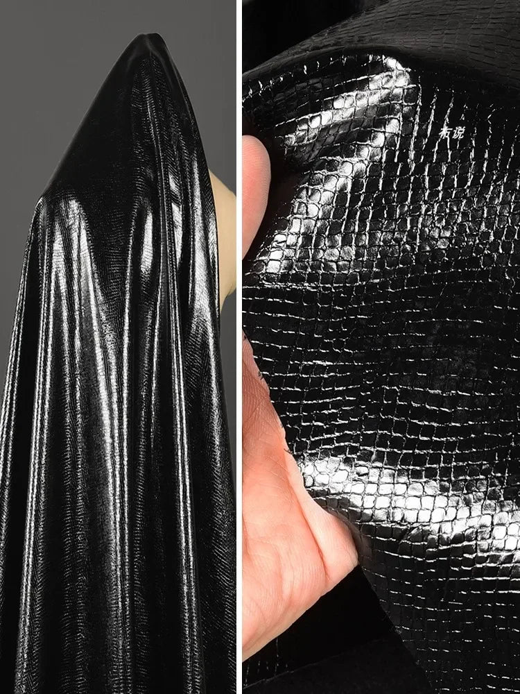 Black Leather Fabric Snake Texture Creative Clothing Jacket