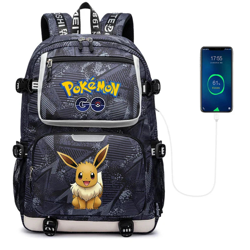 Pokemon Squirtle Cartoon School Bag USB Charging Large