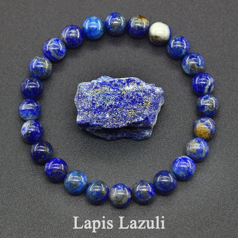 Real Natural Labradorite Stone Bead Bracelet Men Women