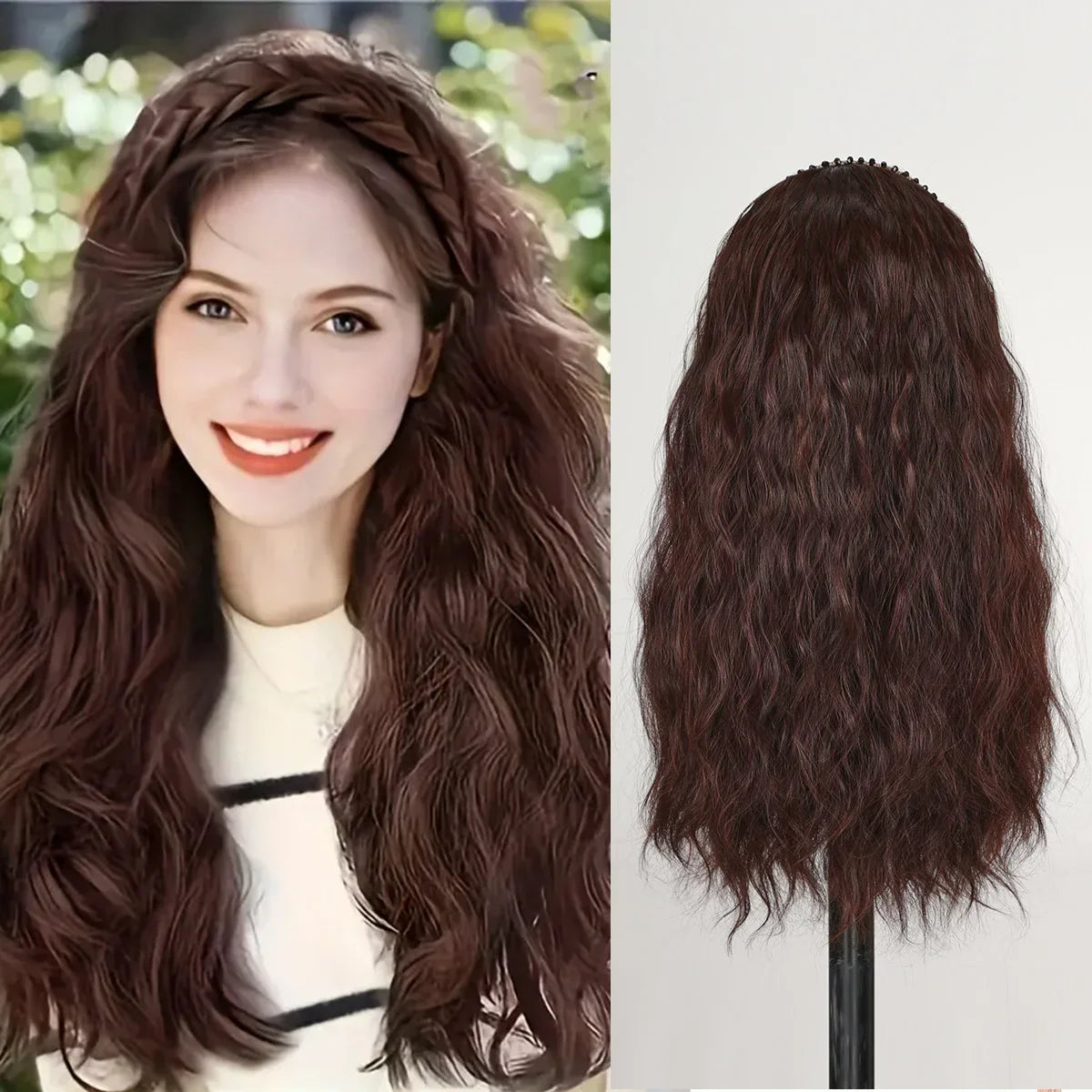 22 Inches Headband Wig Long Wavy Braid Hair