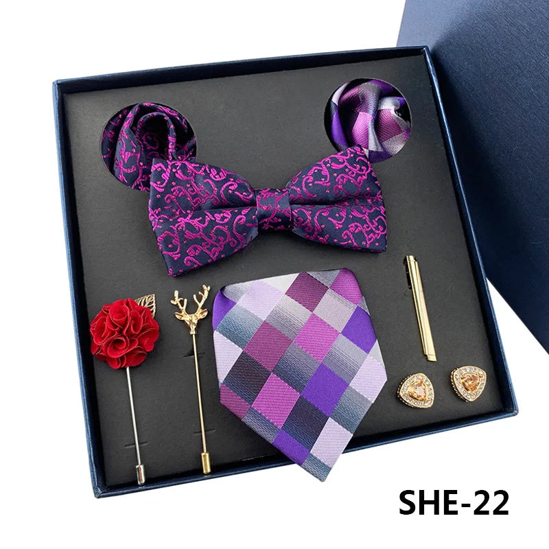 Men's Tie Set Gift Box Fashion Brand Bowtie