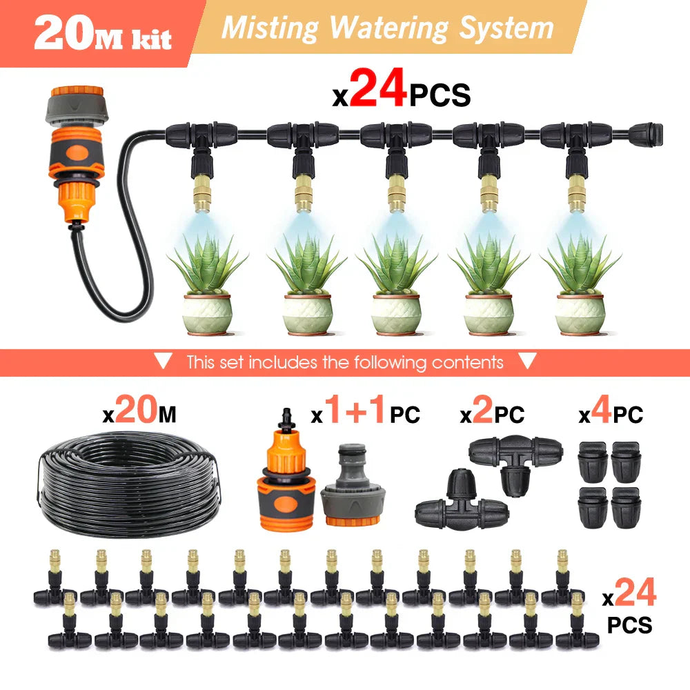 30-5M Garden Adjustable Brass Nozzle Misting Watering System