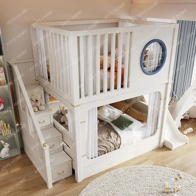 Modern High And Low Kids Bed With Ladder