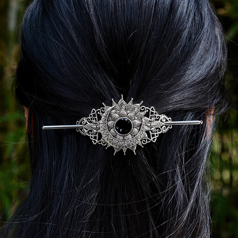 Witch Bat Hairstick Black Gothic Barrette Pagan Vampire